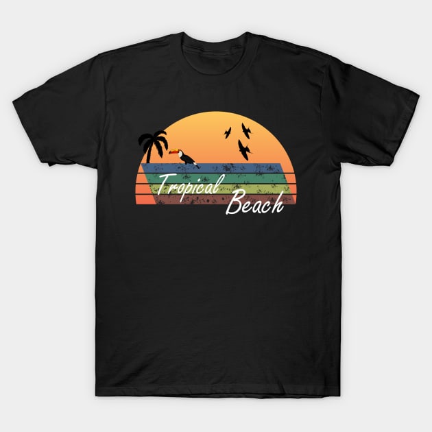 Tropical Beach Toucan Bird Art T-Shirt by jzbirds